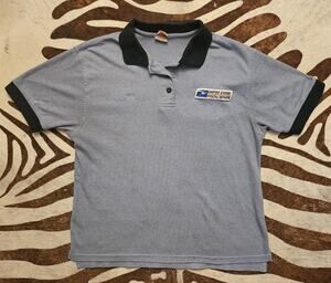 Vintage Union Line USPS Polo Shirt Womens L Blue USA Made Short Sleeve Collared
